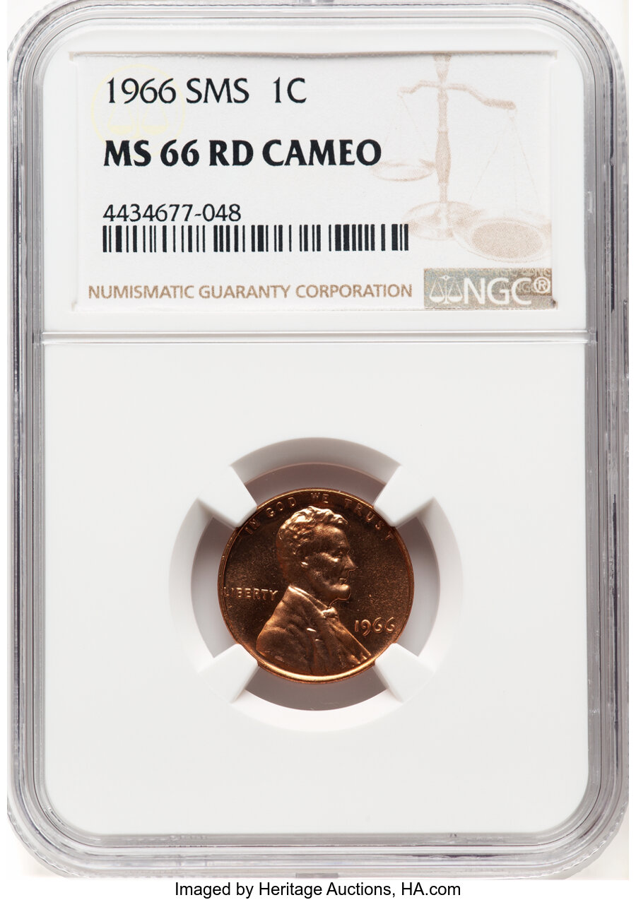 image for: 1966 1C SMS MS66 Red Cameo NGC. NGC Census: (44/43)....