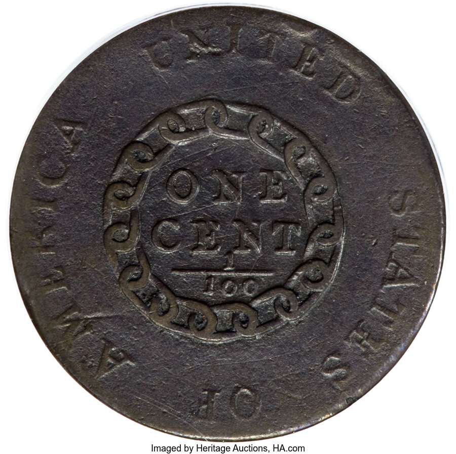 image for: 1793 1C Chain, AMERICA, S-3, B-4, Low R.3, VF20 PCGS....