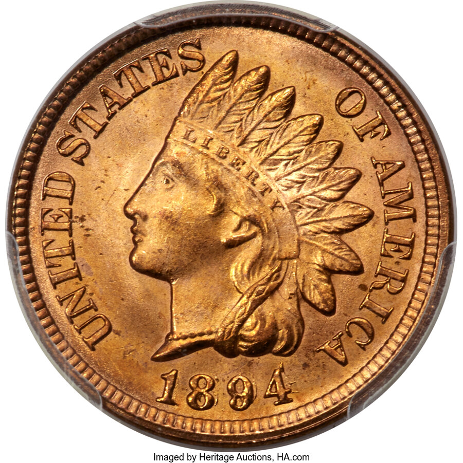 image for: 1894/1894 1C Repunched Date, Snow-1, FS-301, MS65+ Red PCGS. CAC....