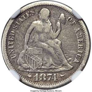 image for: 1874-CC 10C Arrows, F-101, R.4, Fine 12 NGC....