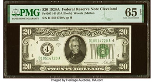 image for: Fr. 2051-D $20 1928A Federal Reserve Note. PMG Gem Uncirculated 65 EPQ....