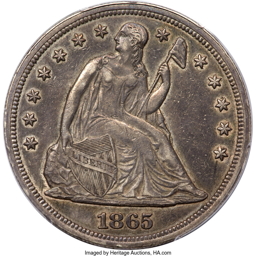 1865 $1 Doubled Die Reverse, FS-801 MS