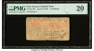image for: New Jersey April 16, 1764 15s PMG Very Fine 20....