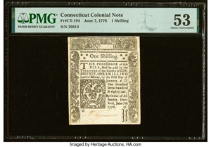 image for: Connecticut June 7, 1776 1s PMG About Uncirculated 53....