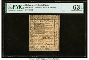 image for: Delaware January 1, 1776 6s PMG Choice Uncirculated 63 EPQ....