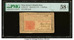 image for: New Jersey March 25, 1776 3s PMG Choice About Unc 58 EPQ....