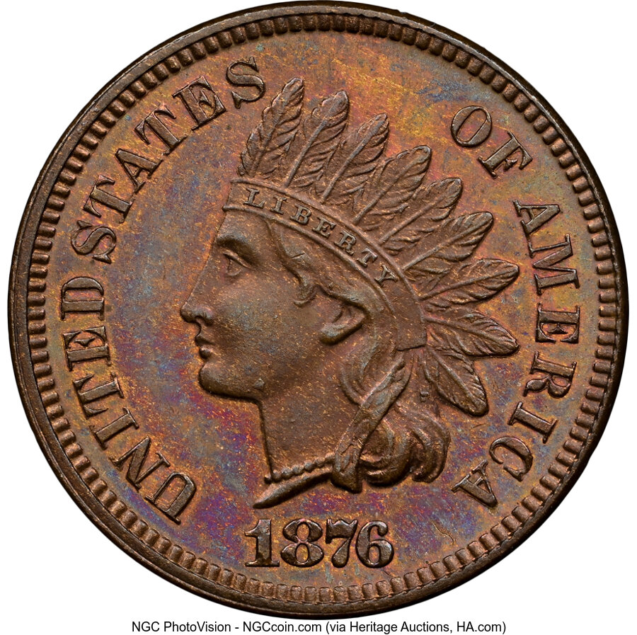 image for: 1876 1C PR66 Brown NGC. NGC Census: (5/3).  Mintage 1,150. ...
