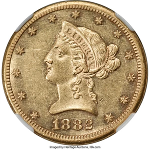 image for: 1882-CC $10 AU55 NGC. Winter 2-A....