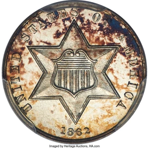 image for: 1862 3CS PR66+ Cameo PCGS. CAC....