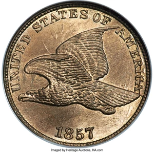 image for: 1857 1C Obverse Die Clash with Seated Half, Snow-9, FS-402, MS65 NGC. CAC....
