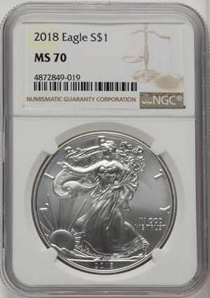 image for: 2018 $1 Silver Eagle MS70 NGC. ...