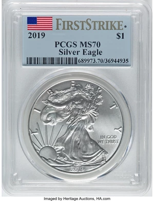image for: 2019 $1 Silver Eagle, First Strike MS70 PCGS....