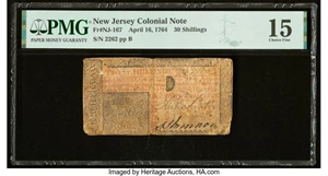 image for: New Jersey April 16, 1764 30s PMG Choice Fine 15....
