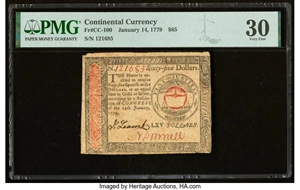 image for: Continental Currency January 14, 1779 $65 PMG Very Fine 30....