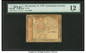 image for: Continental Currency January 14, 1779 $45 PMG Fine 12....