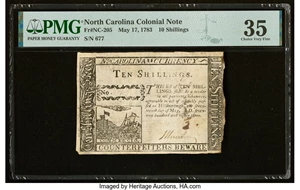 image for: North Carolina May 17, 1783 10s PMG Choice Very Fine 35....