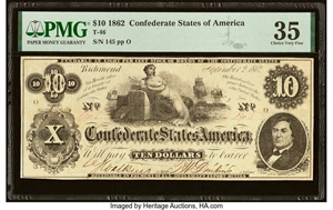 image for: T46 $10 1862 PF-1 Cr. 344 PMG Choice Very Fine 35....