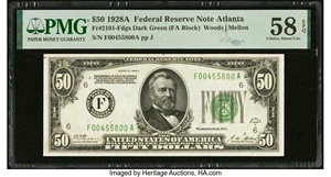image for: Fr. 2101-F $50 1928A Federal Reserve Note. PMG Choice About Unc 58 EPQ....