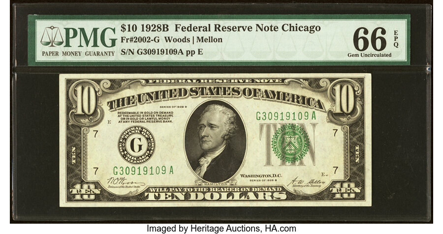 image for: Fr. 2002-G $10 1928B Federal Reserve Note. PMG Gem Uncirculated 65 EPQ....