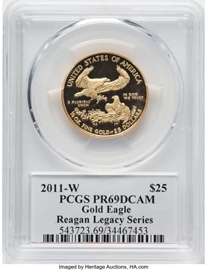 image for: 2011-W $25 Half-Ounce Gold Eagle, PR69 Deep Cameo PCGS. Hand-signed Michael Reagan. EX: Reagan Legacy Series....