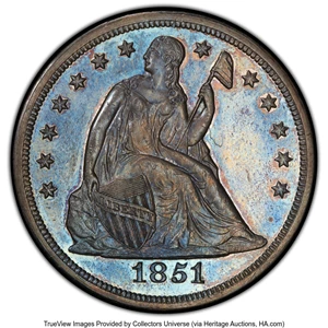 image for: 1851 $1 OC-1, R.5, MS62 PCGS. PCGS Population: (9/9). Mintage 1,300....