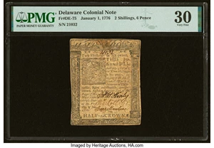 image for: Delaware January 1, 1776 2s 6d PMG Very Fine 30....