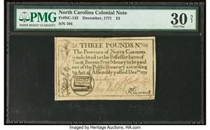 image for: North Carolina December, 1771 £3 PMG Very Fine 30 Net....
