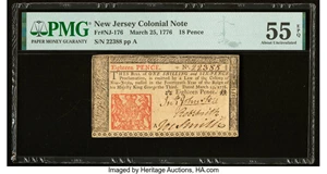 image for: New Jersey March 25, 1776 18d PMG About Uncirculated 55 EPQ....