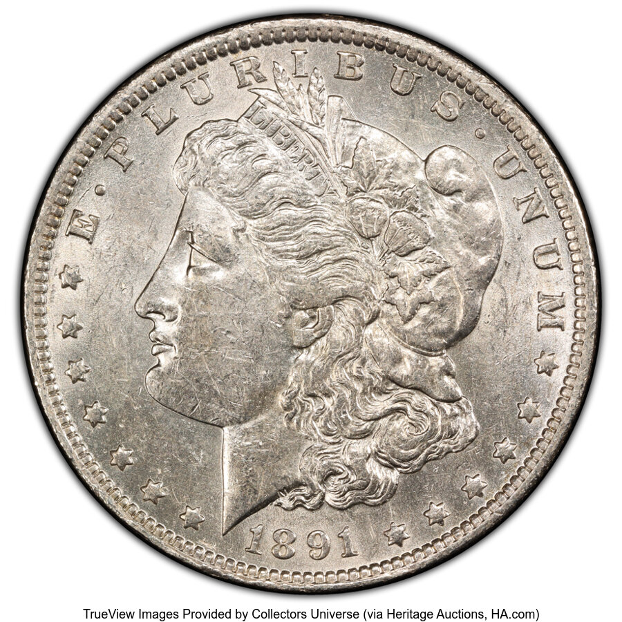image for: 1891-O $1 Pitted Reverse, VAM-1B, AU53 PCGS. A Hot 50 Variety. PCGS Population: (9/10 and 0/0+)....