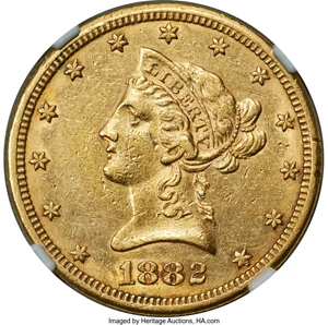 image for: 1882-CC $10 AU53 NGC. Winter 2-A....