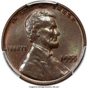 image for: 1955 1C Doubled Die Obverse, FS-101, MS64 Brown PCGS. CAC....
