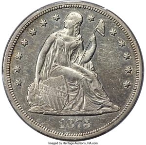 image for: 1873-CC $1 AU55 PCGS. OC-1, High R.4....