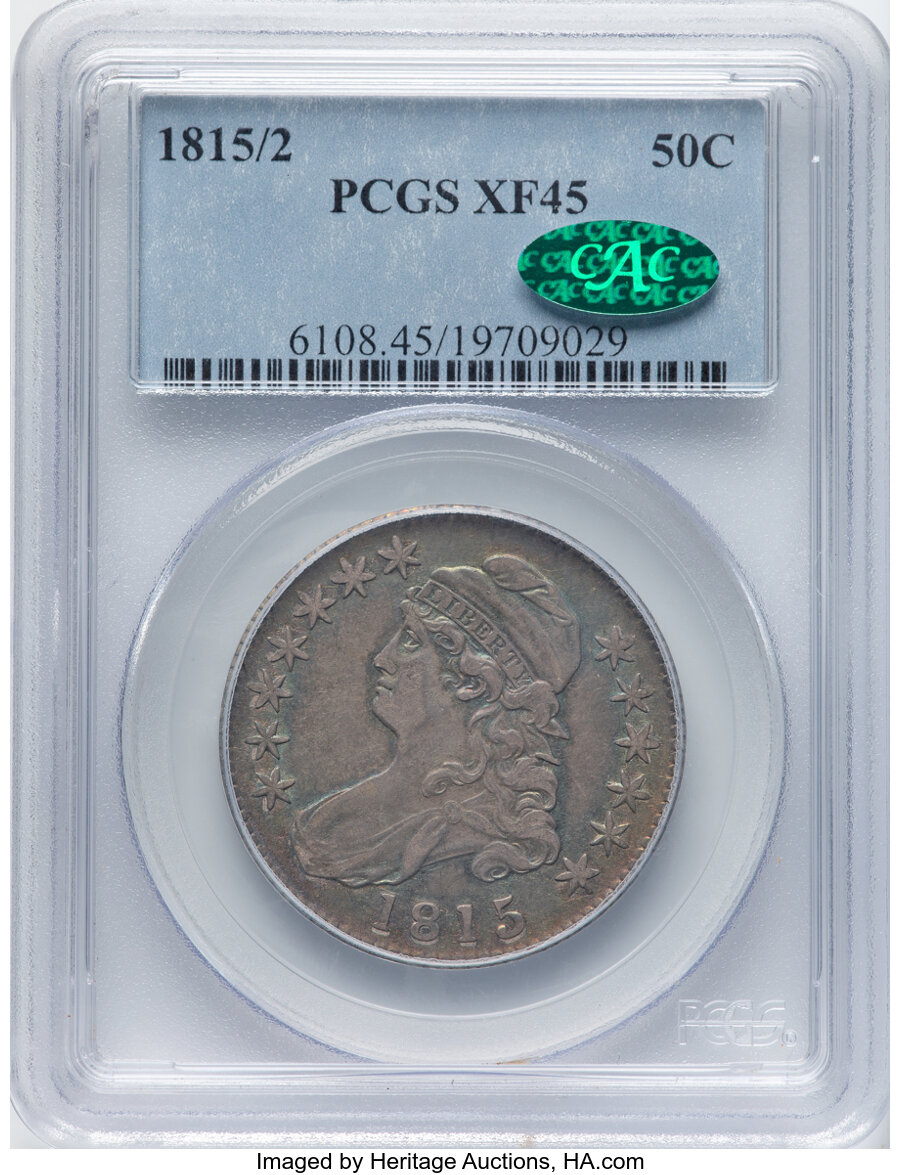image for: 1815/2 50C O-101, R.1, XF45 PCGS. CAC. CAC Population: (1/1). Mintage 47,150. Ex: Long Beach Signature (Heritage, 9/201...