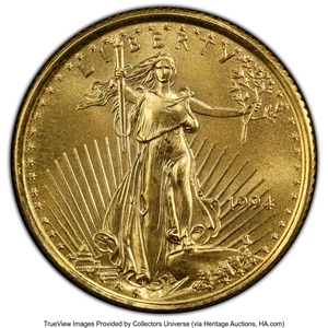 image for: 1994 $10 Quarter-Ounce Gold Eagle MS68 PCGS. PCGS Population: (59/777 and 0/0+). Mintage 72,650....
