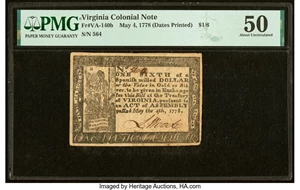 image for: Virginia May 4, 1778 (Dates Printed) $1/6 PMG About Uncirculated 50....