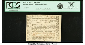 image for: North Carolina December 1768 2s 6d PCGS Apparent Very Fine 35....
