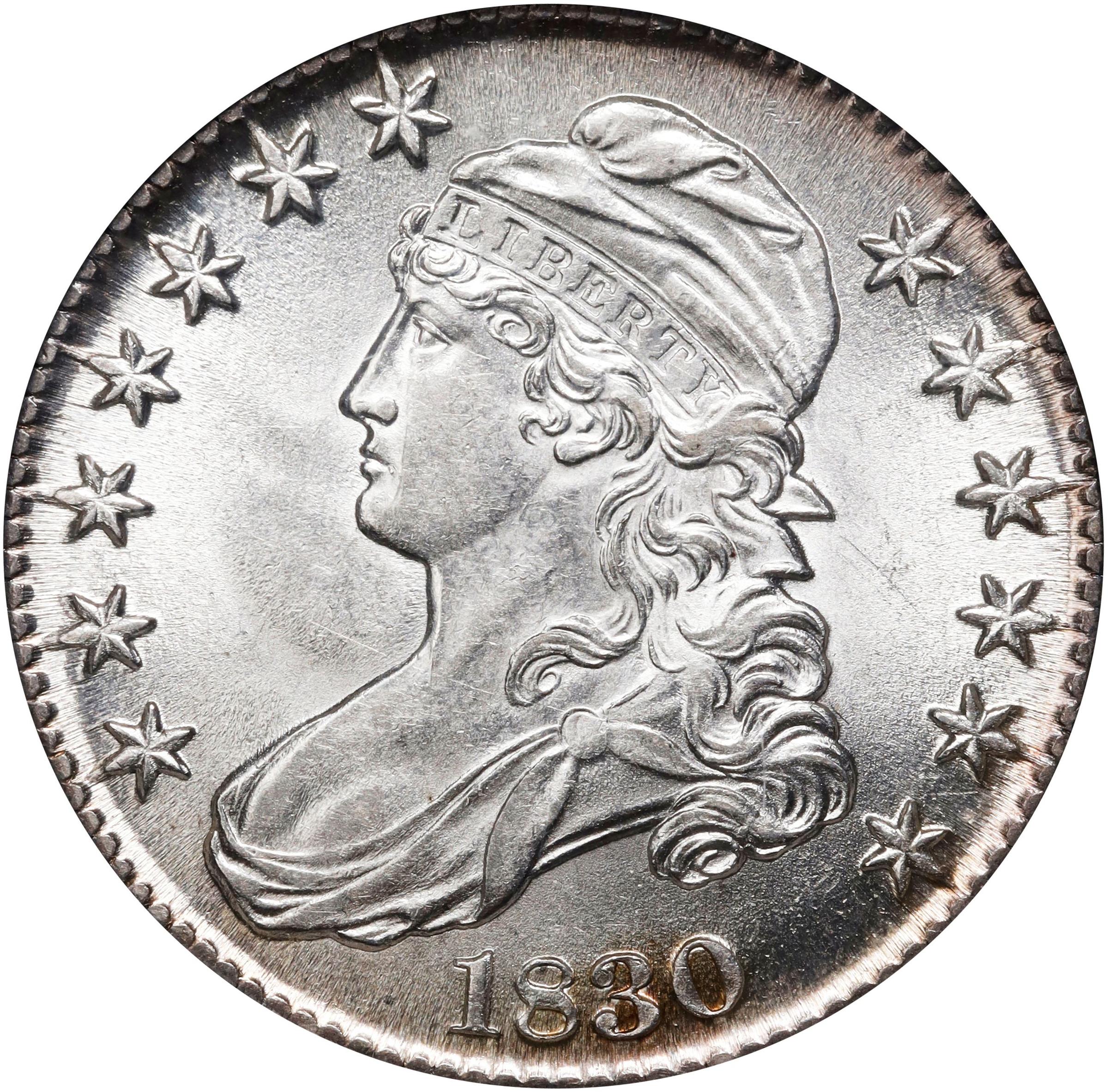 1830 Capped Bust Half Dollar. O-113. Rarity-1. Small 0. MS-62 (NGC).