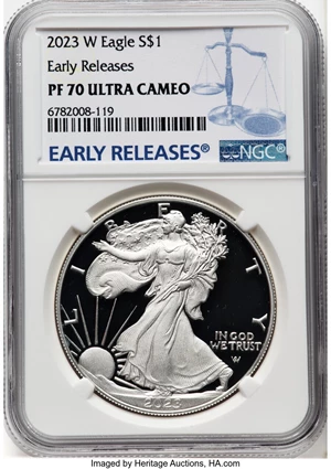 image for: 2023-W $1 Silver Eagle, Early Releases, PR70 Ultra Cameo NGC....