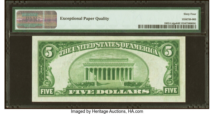 image for: Fr. 1952-L $5 1928B Federal Reserve Note. PMG Choice Uncirculated 64 EPQ....