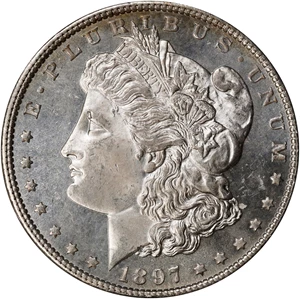 image for: 1897 Morgan Silver Dollar. MS-64 DMPL (PCGS). OGH Generation 1.2 Rattler.