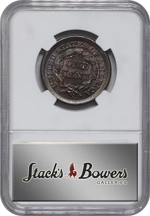 image for: 1851 Braided Hair Cent. N-2. Rarity-1. MS-65 BN (NGC).