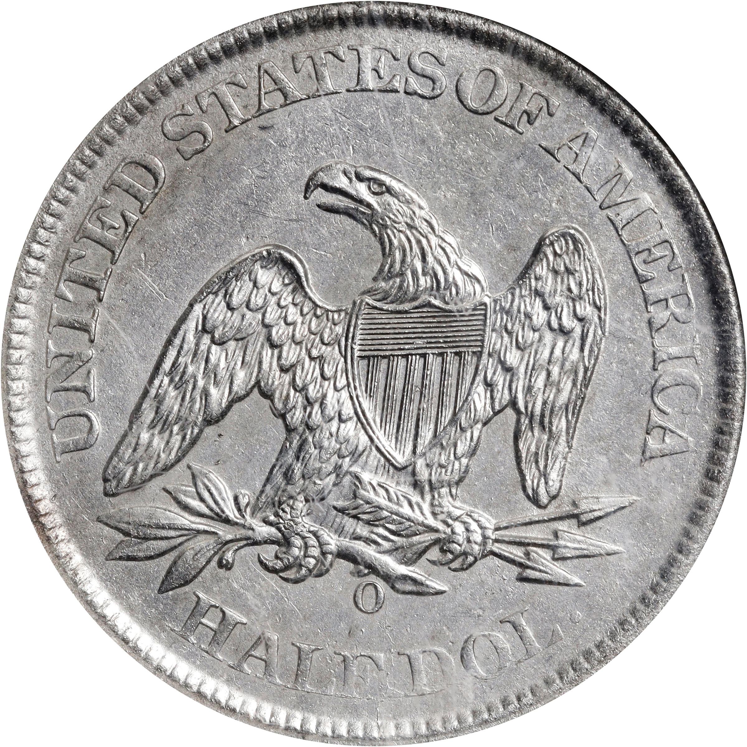 image for: 1861-O Liberty Seated Half Dollar. Confederate States Issue. W-13. Rarity-2. Die Crack Bisected Date. Shipwreck Effect (NGC).
