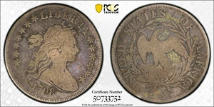 image for: 1798 Draped Bust Silver Dollar. Small Eagle. BB-82, B-1. Rarity-3. 13 Stars on Obverse. VG-8 (PCGS).