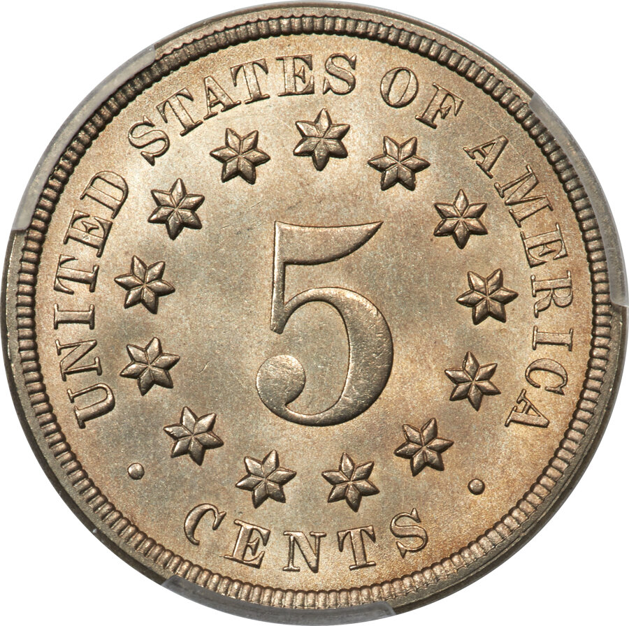 image for: 1868 5C Reverse of 1868, FS-901, MS67 PCGS. Fletcher IIb Reverse....