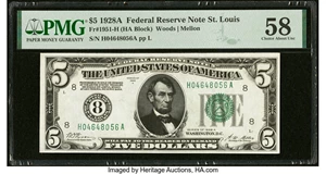 image for: Fr. 1951-H $5 1928A Federal Reserve Note. PMG Choice About Unc 58....