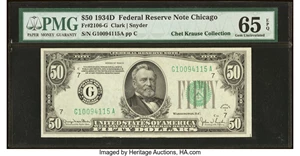 image for: Fr. 2106-G $50 1934D Federal Reserve Note. PMG Gem Uncirculated 65 EPQ....