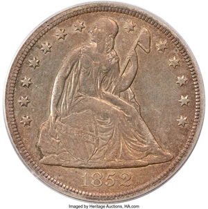 image for: 1852 $1 OC-1, Low R.5, XF45 PCGS. PCGS Population: (5/28). Mintage 1,100....