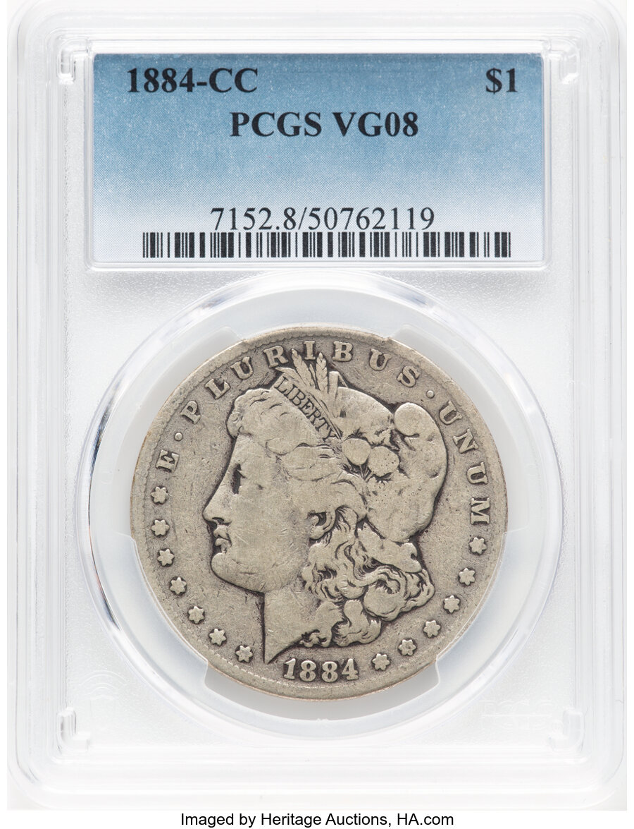 1884-CC $1 VG8 PCGS. PCGS Population: (17/56928). Mintage 1,136,000. ...