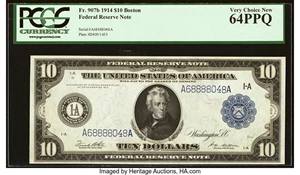 image for: Fr. 907b $10 1914 Federal Reserve Note PCGS Very Choice New 64PPQ....