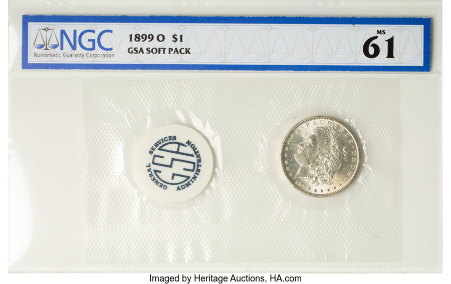 1899-O $1 GSA Soft Pack MS61 NGC. Mintage 12,290,000....
